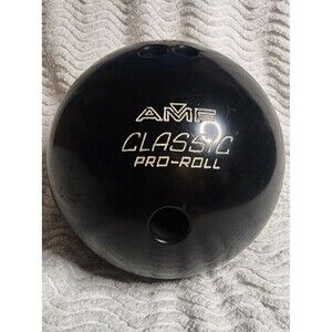 Vintage 70's AMF Classic Pro-Roll Solid BLACK Three White Dot 15-16LB VGUC